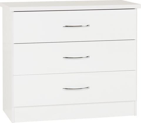 Nevada 3 Drawer Chest  in White Gloss